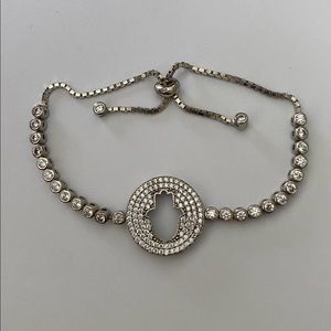 925 silver hand bracelet cz stones slider lock tennis